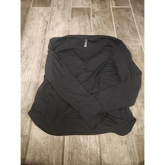 Under Armour Run Womens LARGE Half Zip Long Sleeve Training Top Black And GREEN - Picture 5 of 6